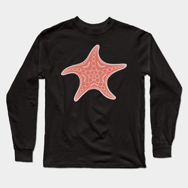 Starfish (white/coral) Long Sleeve T-Shirt by calenbundalas